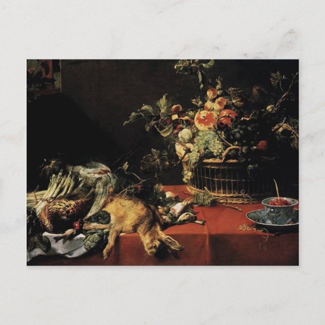 Cartão Postal Frans Snyders - Vida estática com cesta de Fruta,  (Frente)
