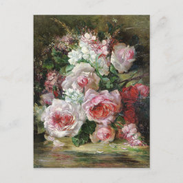 Cartão Postal Frans Verhas Vintage Buquê de Rosas