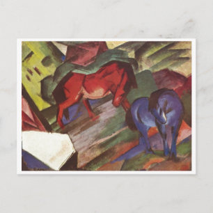 Cartão Postal Franz Marc - Cavalo Vermelho e Azul 1912 - Cavalos