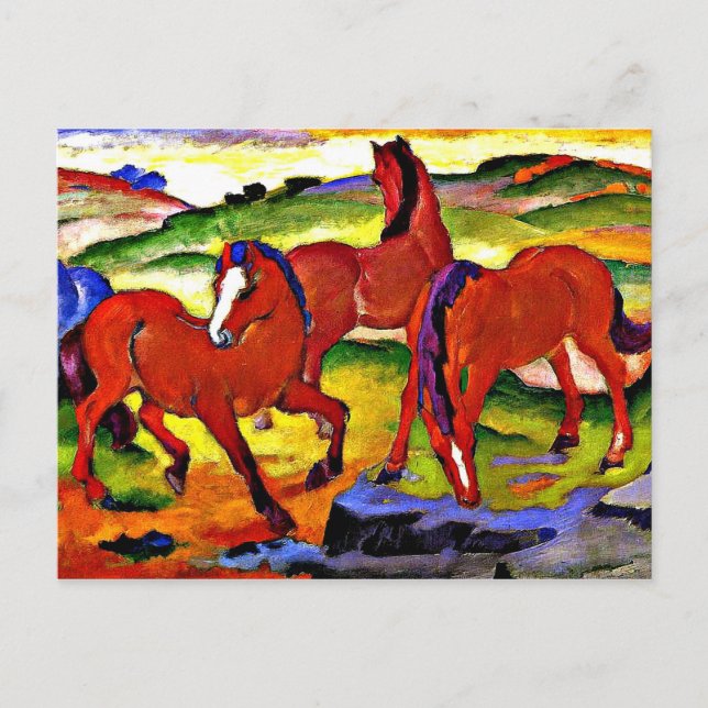 Cartão Postal Franz Marc - Cavalos Grazing IV. 1911 (Frente)