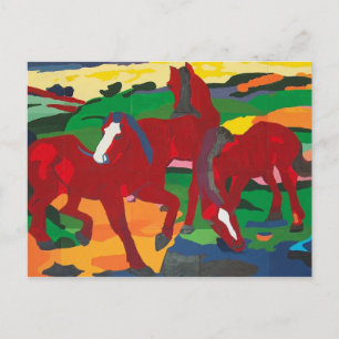 Cartão Postal Franz Marc - cavalos vermelhos