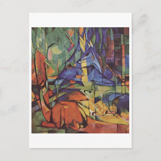 Cartão Postal Franz Marc - Deer in Woods II 1913-14 Moon Fawn (Frente)