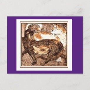 Cartão Postal Franz Marc, Dois Gatos, Belas Artes