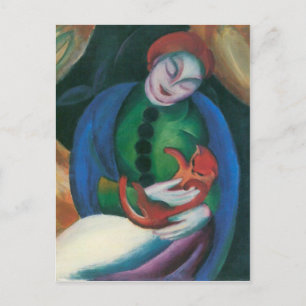 Cartão Postal Franz Marc - Rapariga com um Gato II