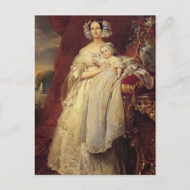 Cartão Postal Franz Winterhalter-Duquesa de Orlean com seu filho (Frente)