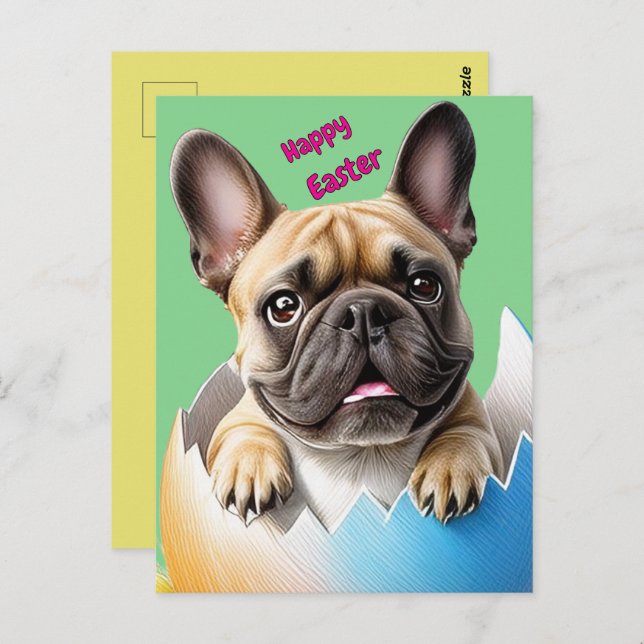Cartão Postal Französische Bulldogge Ei Ostern French Bulldog (Frente/Verso)