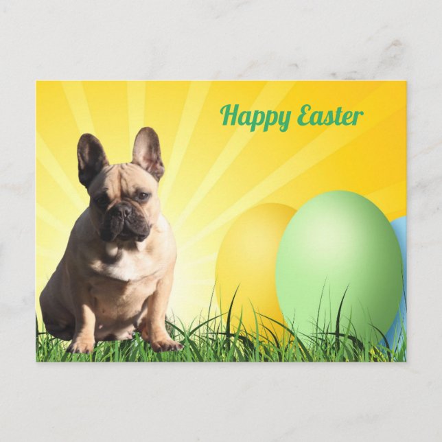 Cartão Postal französische Bulldogge Ostern French Bulldog  (Frente)