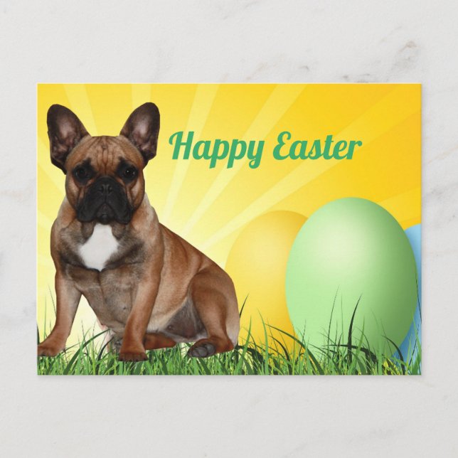 Cartão Postal französische Bulldogge Ostern French Bulldog  (Frente)