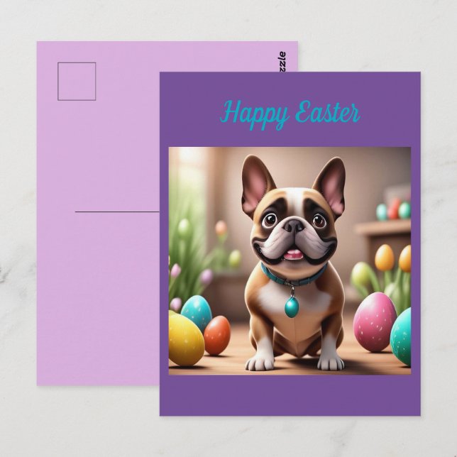Cartão Postal Französische Bulldogge Ostern French Bulldog (Frente/Verso)