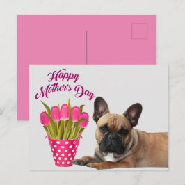 Cartão Postal französische Bulldogge Tulpen French Bulldog