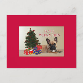 Cartão Postal französische Bulldogge Weihnachtskarte