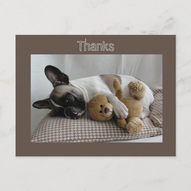 Cartão Postal Französische Bulldoggen Postkarte "Thanks" (Frente)
