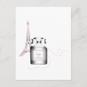 Cartão Postal Frasco de Parfum com Torre Eiffel e Corda