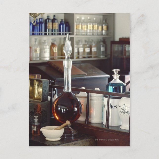 Cartão Postal Frascos de farmácia antigos (Frente)