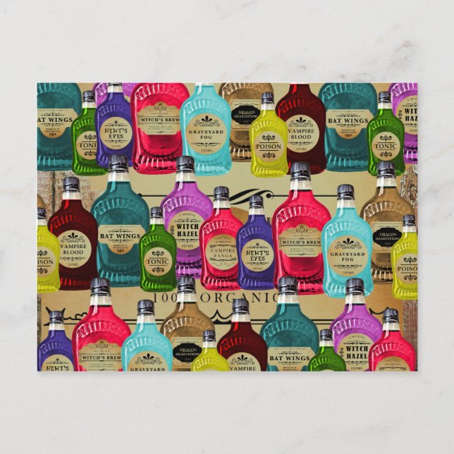 Cartão Postal Frascos Tônicos De Halloween De Apothecary Potion (Frente)