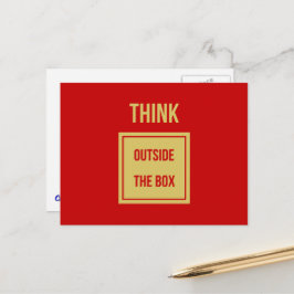 Cartão Postal Frase pense fora da caixa vermelho