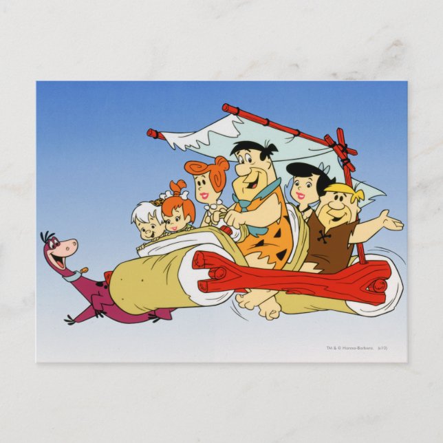 Cartão Postal Fred Flintstone Wilma Barney e Betty PEBBLES™ (Frente)