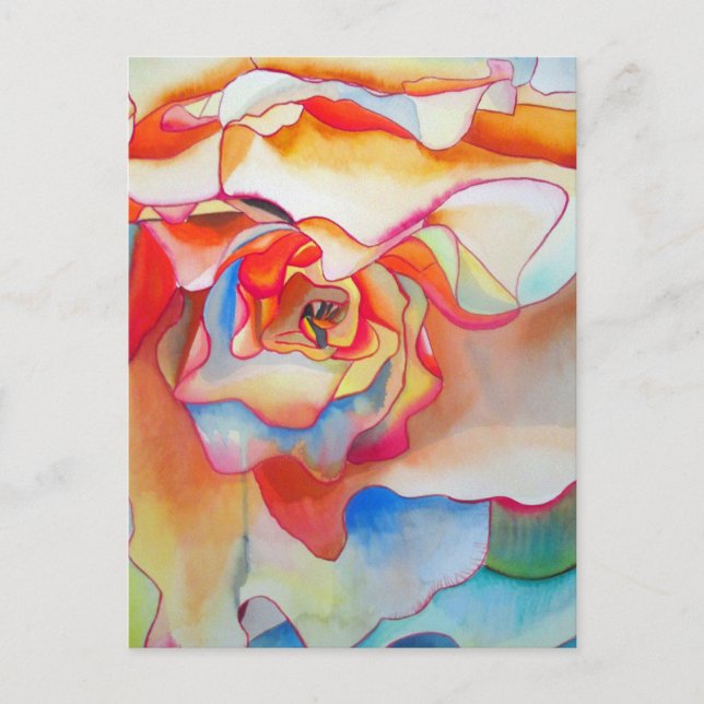 Cartão Postal Fred martin begonia watercolor art (Frente)