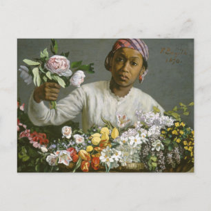 Cartão Postal Frederic Bazille - Jovem Mulher Com Peônias
