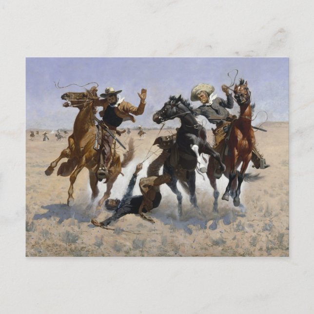 Cartão Postal Frederic Remington - Ajudando um camarada (Frente)