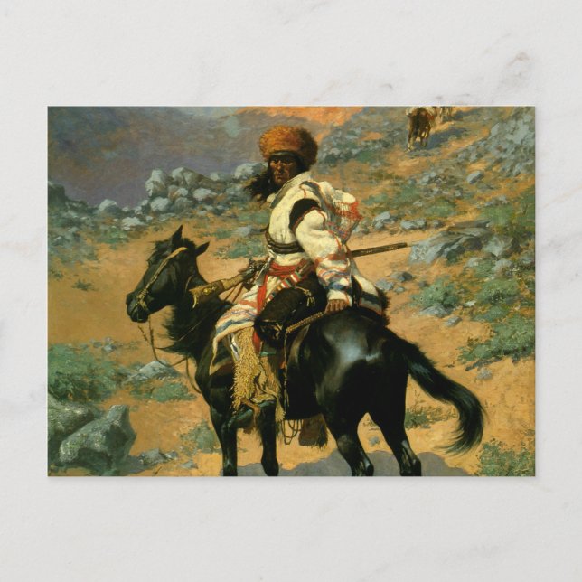 Cartão Postal Frederic Remington's The Indian Trapper (1889) (Frente)
