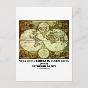 Cartão Postal Frederik de Wit Nova Orbis Tabula em Lucem Edita