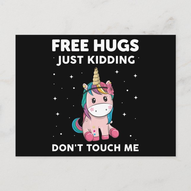 Cartão Postal Free Hugs Just Kidding Do Not Touch Me (Frente)