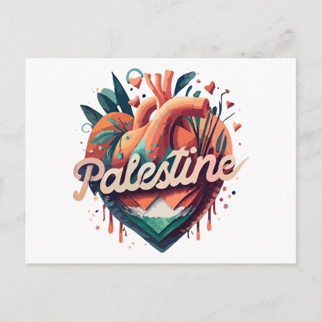 Cartão Postal Free Palestine, eu apoio palestina, Support Pa (Frente)