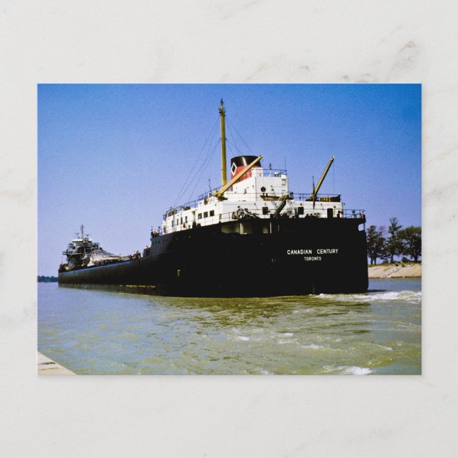 Cartão Postal Freighter Canadian Century deixando o Soo (Frente)