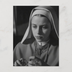 Cartão Postal freira em preto e branco