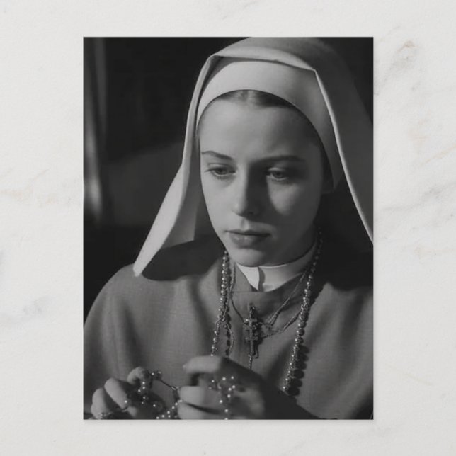 Cartão Postal freira em preto e branco (Frente)