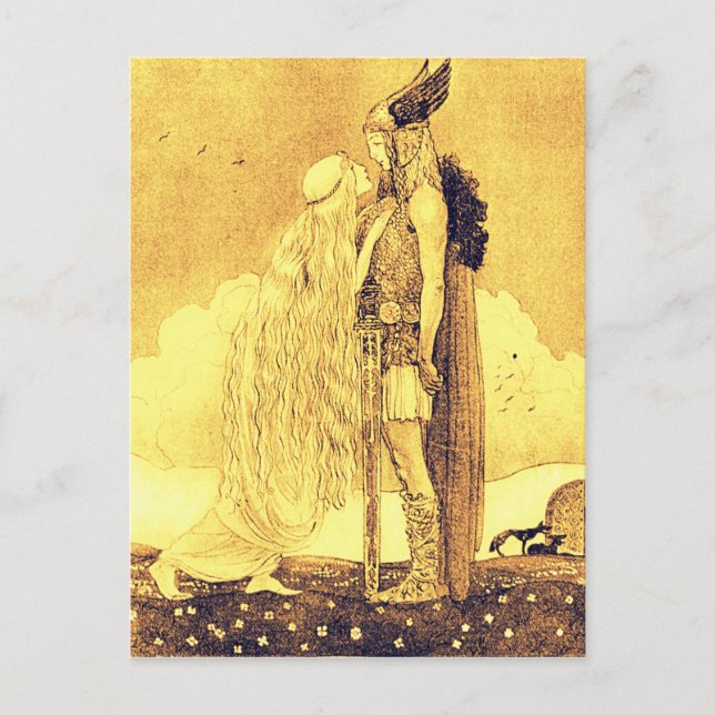 Cartão Postal Freja e Svipdag por John Bauer (Frente)