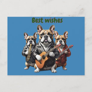 Cartão Postal French Bulldog banda de música Bulldogues Francese