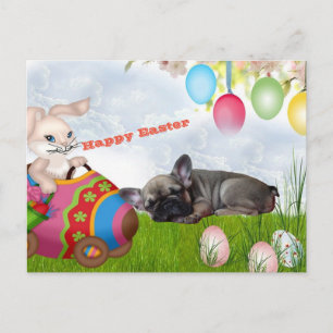 Cartão Postal French Bulldog Feliz Páscoa French Bulldog