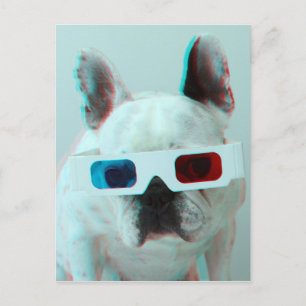 Cartão Postal French Bulldog With 3D Glasses