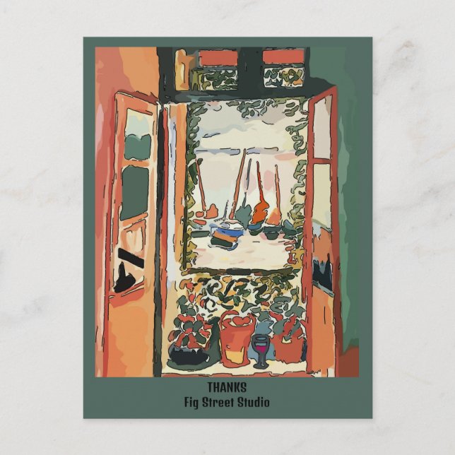 Cartão Postal French Quarter Balcony & Wine, Fig Street Studio (Frente)