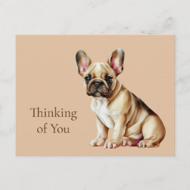 Cartão Postal Frenchie Dog pensando em você