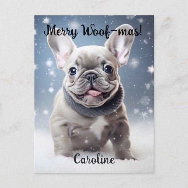 Cartão Postal Frenchie Frosty Blisable Personalizável (Frente)