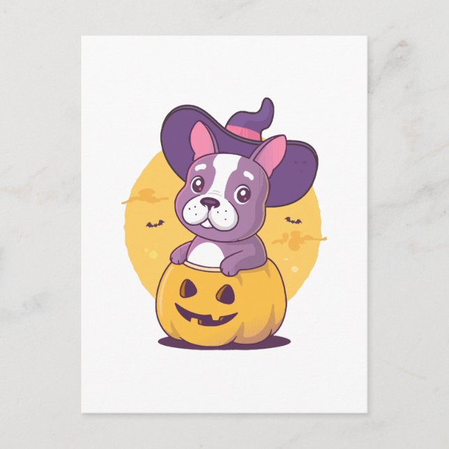 Cartão Postal Frenchie Halloween (Frente)