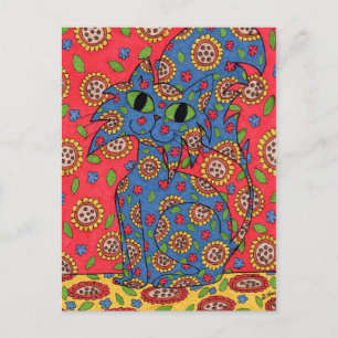 Cartão Postal Frenesi Floral Felino