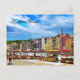Cartão Postal Frente d'água do porto de Honfleur, na Normandia,