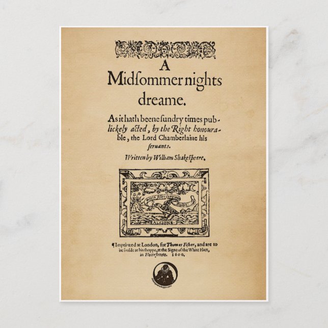 Cartão Postal Frente de Peça para o Sonho das Noites de Verão (Frente)