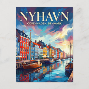 Cartão Postal Frente Marítima Nyhavn Dinamarca