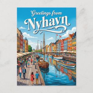 Cartão Postal Frente Marítima Nyhavn Dinamarca