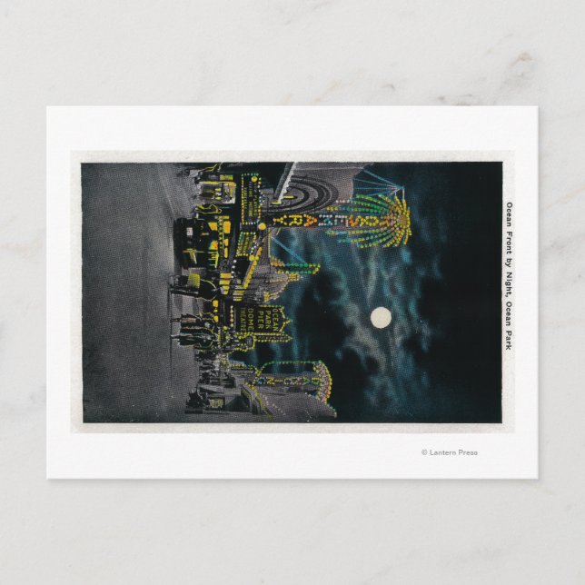 Cartão Postal Frente Oceânica à Noite, Parque Oceano (Frente)