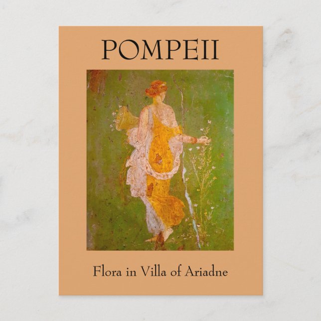 Cartão Postal Fresco da Flora em Villa de Ariadne, Pompeia (Frente)