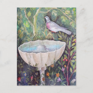Cartão Postal Fresco de Pompeia de Pombo sobre uma Fonte