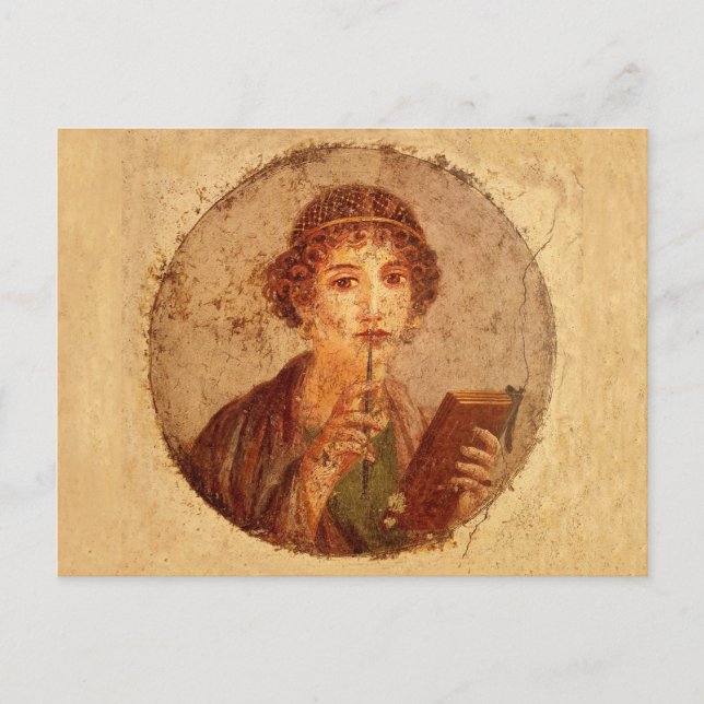 Cartão Postal Fresco de Sappho em Pompeia (Frente)