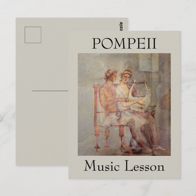 Cartão Postal Fresco de uma lição de música, Pompeia (Frente/Verso)
