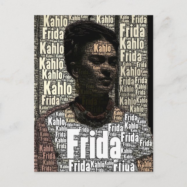 Cartão Postal Frida Kahlo Lettering Portrait (Frente)